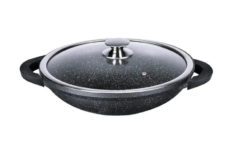 Kamberg Cast Aluminium Wok, gray, 36 x 36 x 9,5 cm
