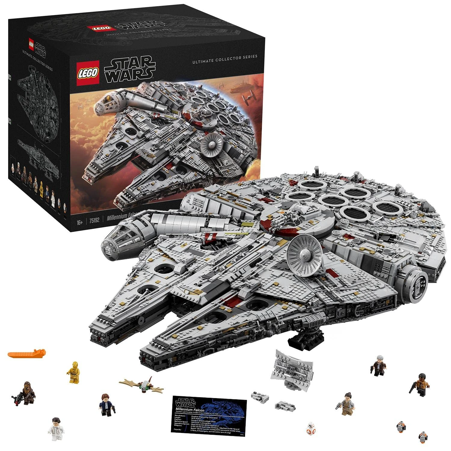 LEGO Star Wars Millennium Falcon, UCS Set for Adults, Model Kit to Build with Han Solo, Princess Leia & Chewbacca Minifigures, Plus Droid Figure, Collectible Gifts for Teenagers, Boys and Girls 75192
