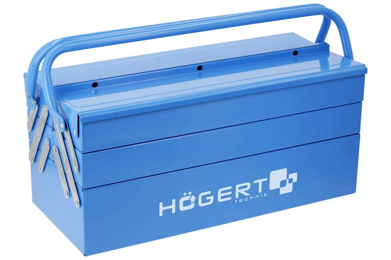 Högert Technik Metal Tool Box for Tools and Small Parts - Tool Box/Tool Box - 45 cm x 20.5 cm x 20 cm - Box with Fully Accessible Compartments - Sturdy Case