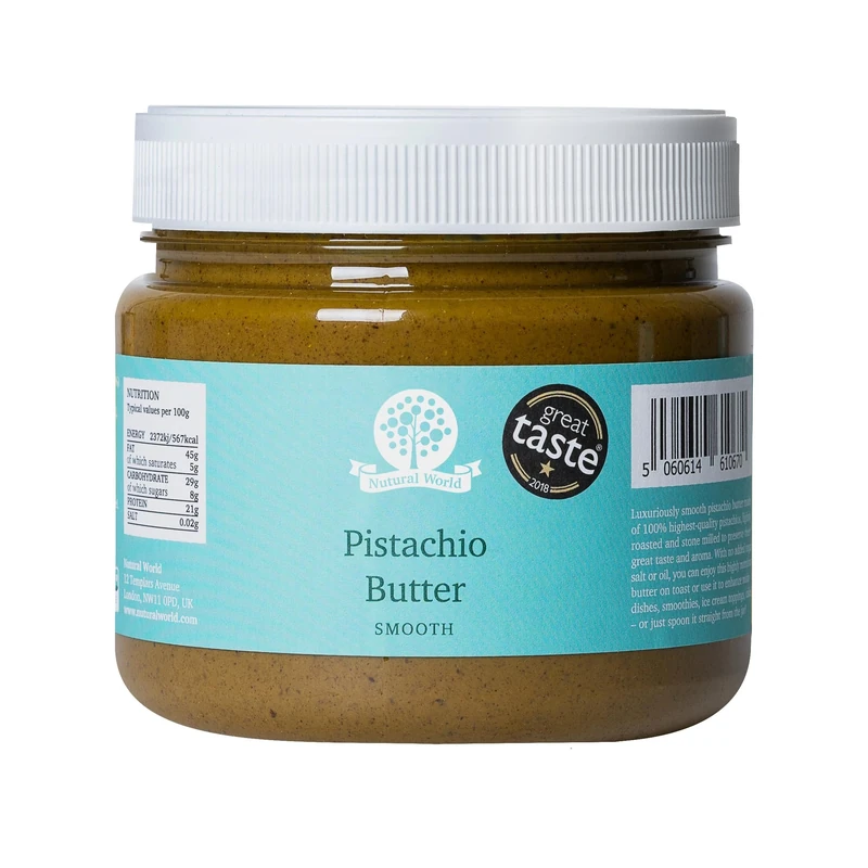 Nutural World - Smooth Pistachio butter (1kg) / 100% pure single ingredient - Great Taste Award winner