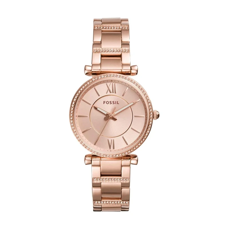 Fossil Watch for Women Carlie, Quartz Movement, 35 mm Rose Gold Stainless Steel Case with a Stainless Steel Strap, ES4301