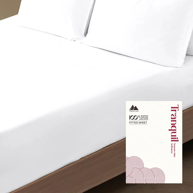 100% Egyptian Cotton Sateen Weave 800 Thread Count Queen Fitted Sheet with Elastic All Around - Fits Mattress Upto 18 inches White