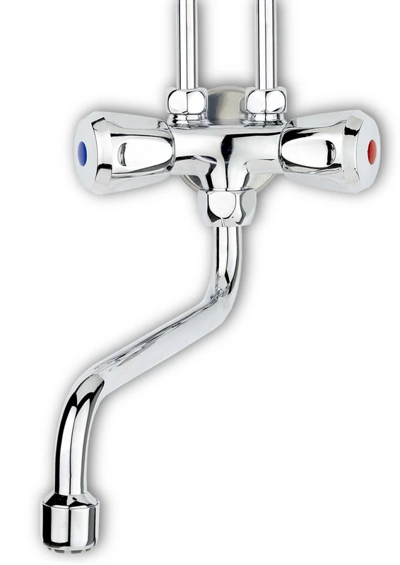 Thermoflow QMIX10N Low Pressure Two-Handle Mixer Tap for Upper Sink Storage/Continuous Temperature Control/with Single Hole System & Fixed Connection