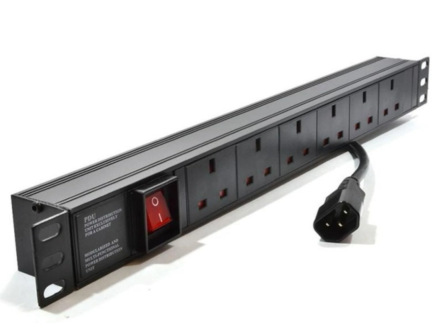 Dynamode 6 Way PDU Extension Lead- 13A Multi Plug Switched Power Distribution Unit (PDU) Rack Mount Charging Station with 3 M Cord Cable for Home Office 19 Inch PDU Server Cabinet, UK Socket Type