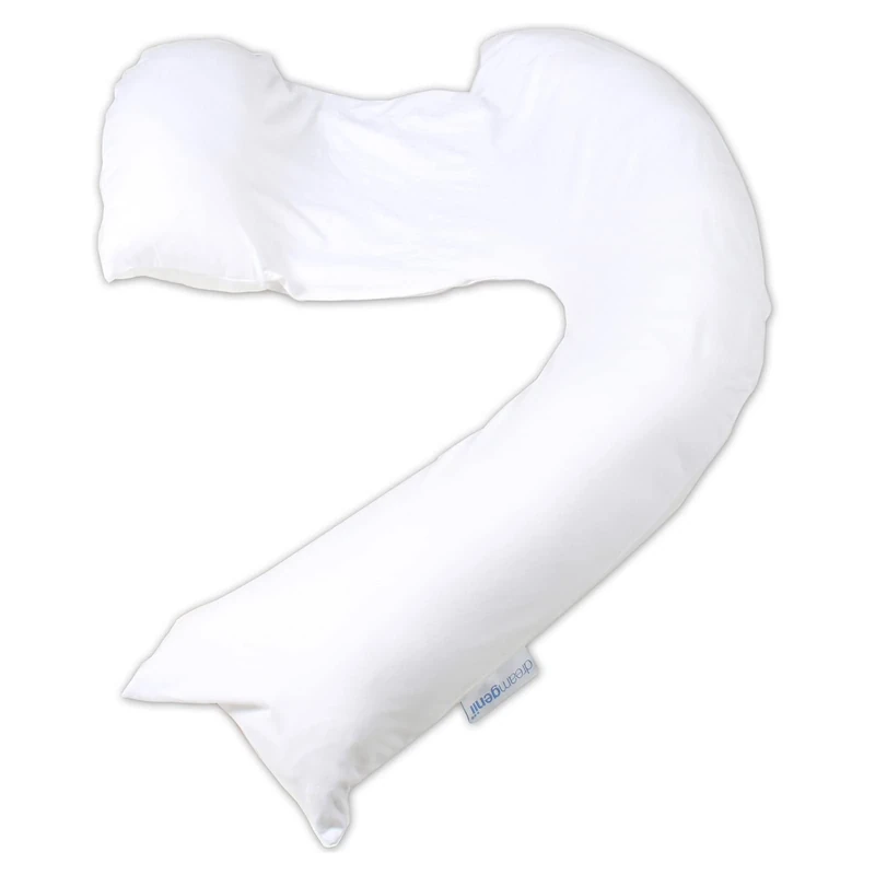 DreamGenii Pregnancy Support and Feeding Pillow, White Cotton Jersey, One Size