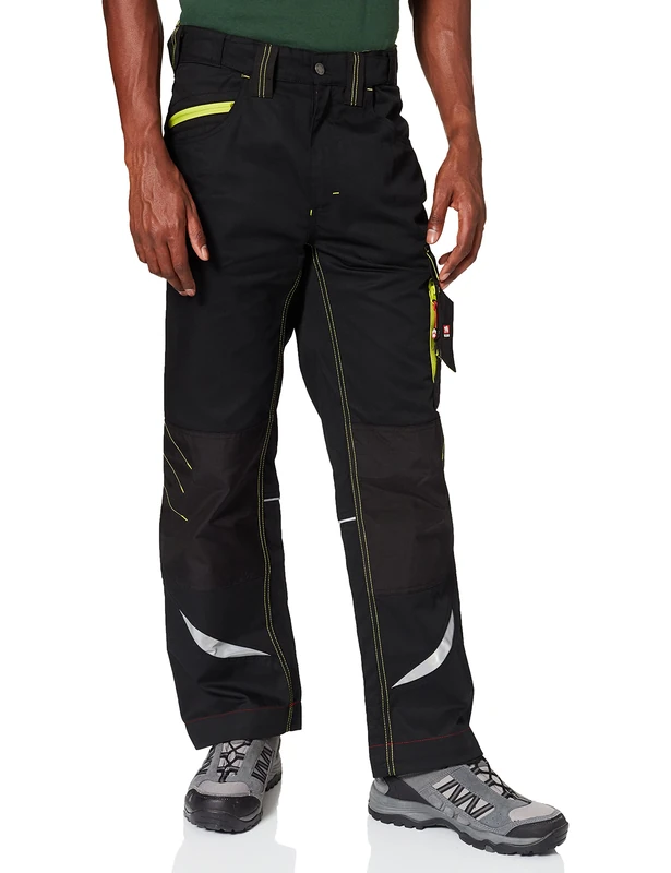Bullstar Ultra Work Trousers with Easy-More Stretch Waistband, Ventilation Zips, Modern Workwear, Black (Black 100), 36