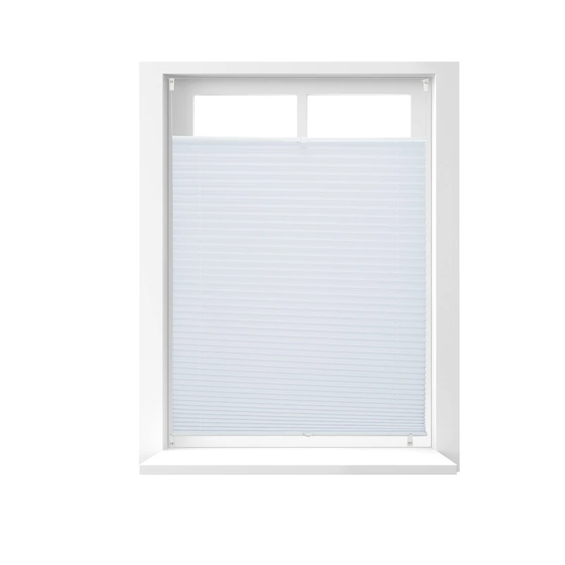 Relaxdays Pleated Blinds, No-Drilling, Adhesive Klemmfix, Folding Roller, Transparent, Shades, White, 90 x 130 cm - Image 1