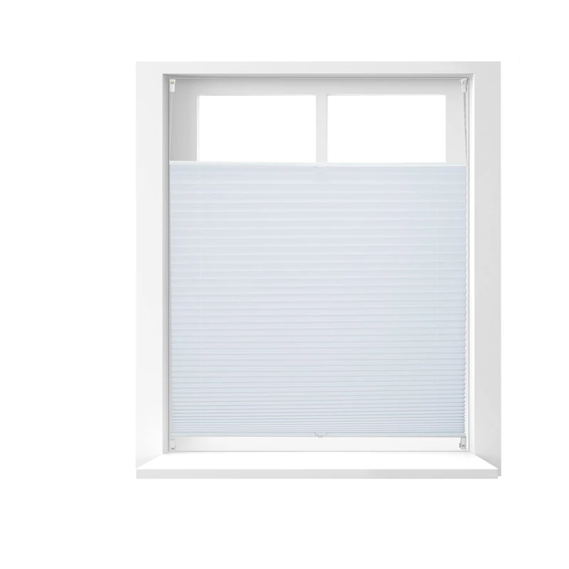 Relaxdays Pleated Blinds, No-Drilling, Adhesive Klemmfix, Folding Roller, Transparent, Shades, White, 100 x 130 cm