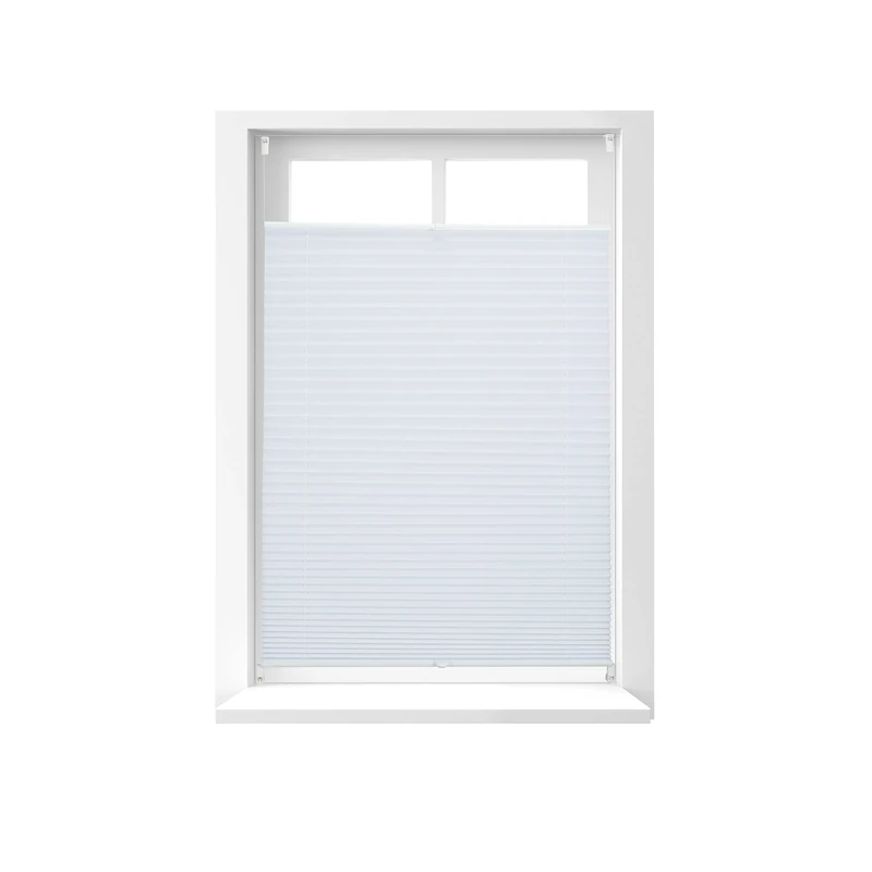 Relaxdays Pleated Blinds, No-Drilling, Adhesive Klemmfix, Folding Roller, Transparent, Shades, White, 80 x 130 cm