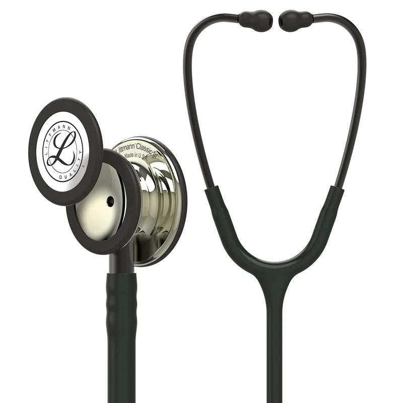 3M Littmann Classic III Monitoring Stethoscope, Champagne - Finish Chestpiece, Black Tube, Smoke Stem and Headset, 27 inch, 5861