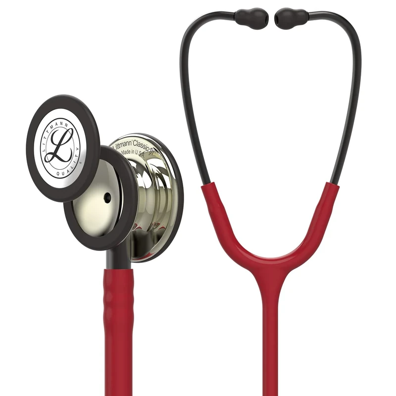 3M Littmann Classic III Monitoring Stethoscope, Champagne - Finish Chestpiece, Burgundy Tube, Smoke Stem and Headset, 27 inch, 5864