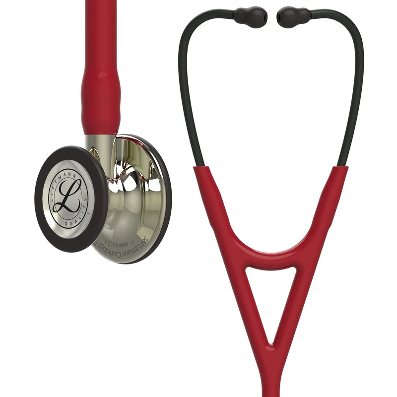 3M Littmann Cardiology IV Diagnostic Stethoscope, Champagne-Finish Chestpiece and Stem, Burgundy Tube, Smoke Headset, 27 inch, 6176
