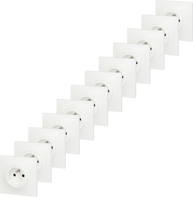 LEGRAND - Electric Wall Socket with Earth Neptune - 2P+T Monobloc Socket - Claw/Screw Attachment - White - Pack of 12