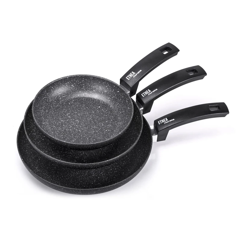 Moneta Etnea Set of 3 induction frying pans, non-stick and anti-scratch coating, all heat sources, dishwasher-safe, 20, 24, 28 cm, 3 pieces