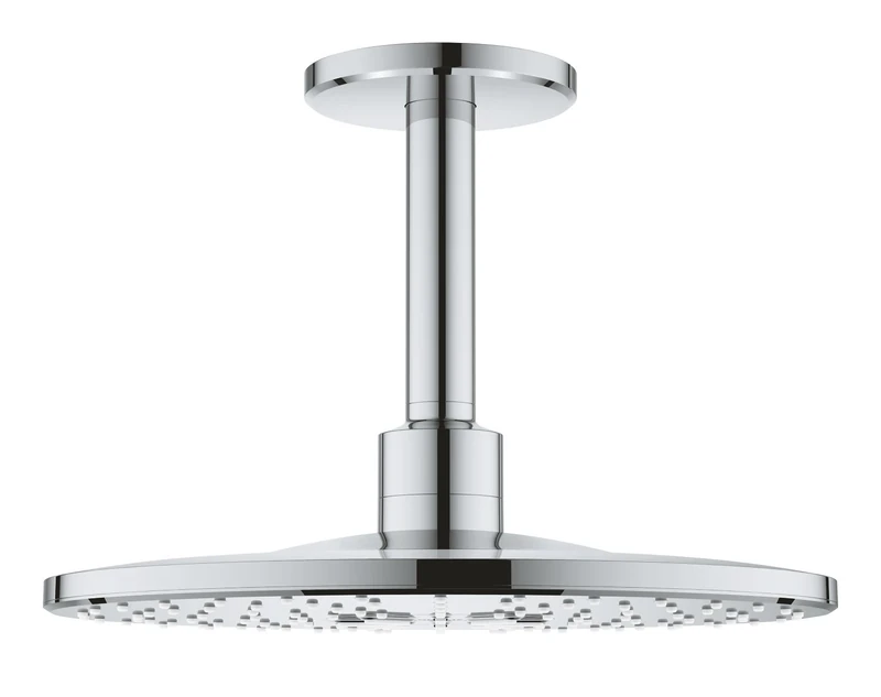 GROHE Rainshower Smartactive 310 Head Shower Set with 310mm Ceiling-Mounted 2-Spray Shower Head and 142mm Shower Arm, Round Shape, Chrome Made In Germany 26477000