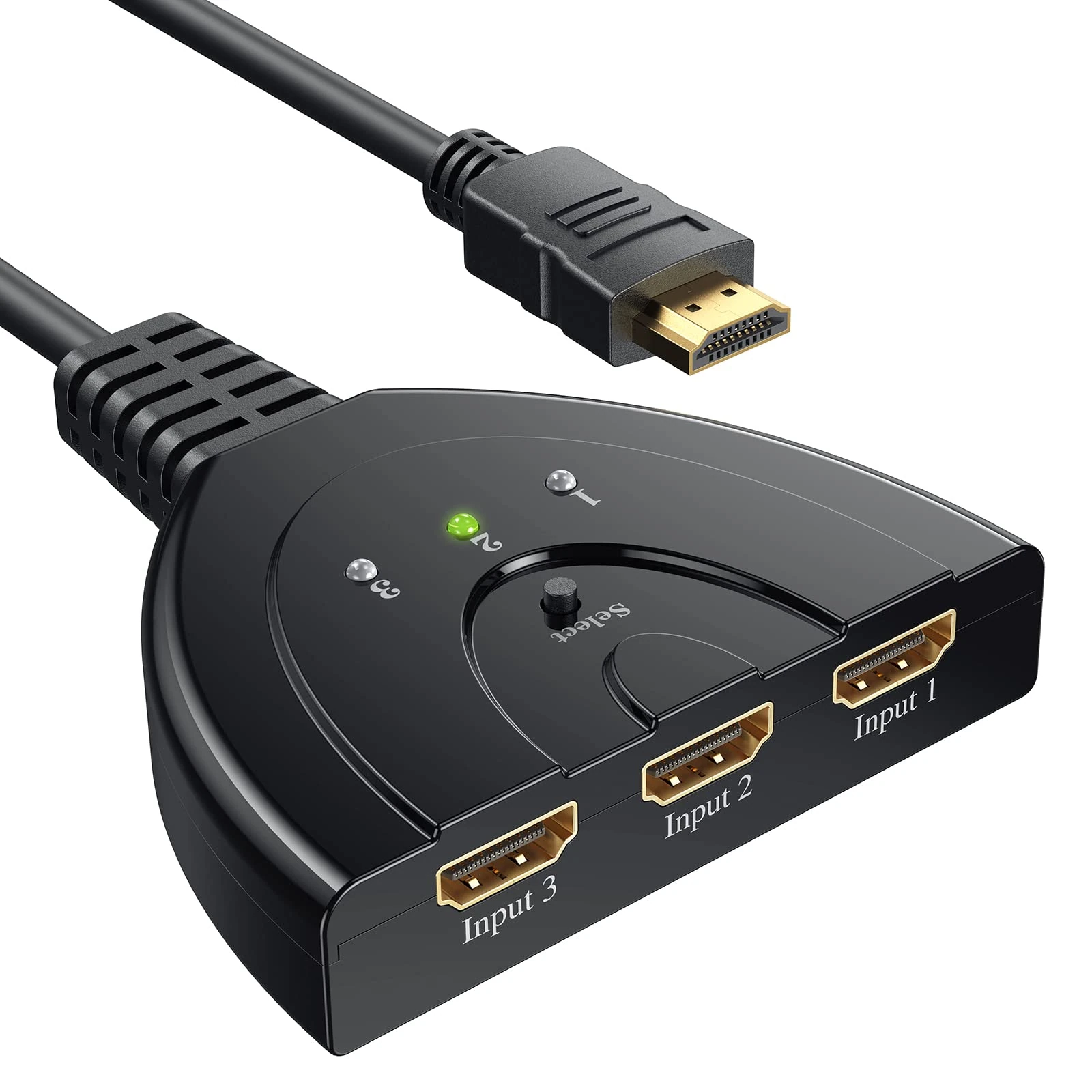 HDMI Switch, GANA Gold Plated 3-Port HD MI Switcher/HDMI Splitter/Supports Full HD1080p/3D with High Speed Cable