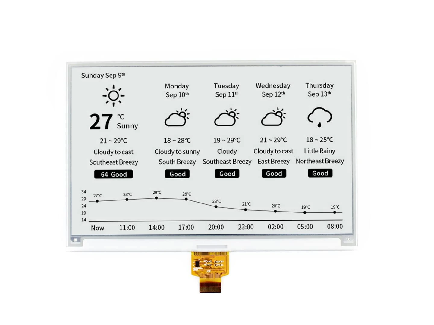 Waveshare 7.5 Inch E-paper Raw Display Panel 800x480 Resolution 3.3V E-Ink Electronic Paper Screen without PCB with Embedded Controller,Communicating via SPI interface