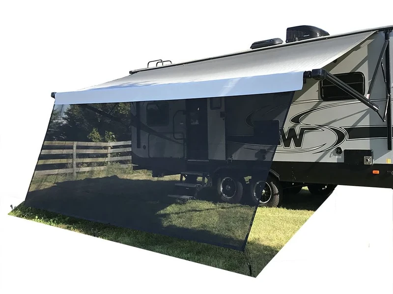 Tentproinc RV Awning Sun Shade 8' X 13' 3'' Black Mesh Screen Sunshade Complete Kits Camping Trailer Canopy Motorhome UV Blocker - 3 Years Limited Warranty