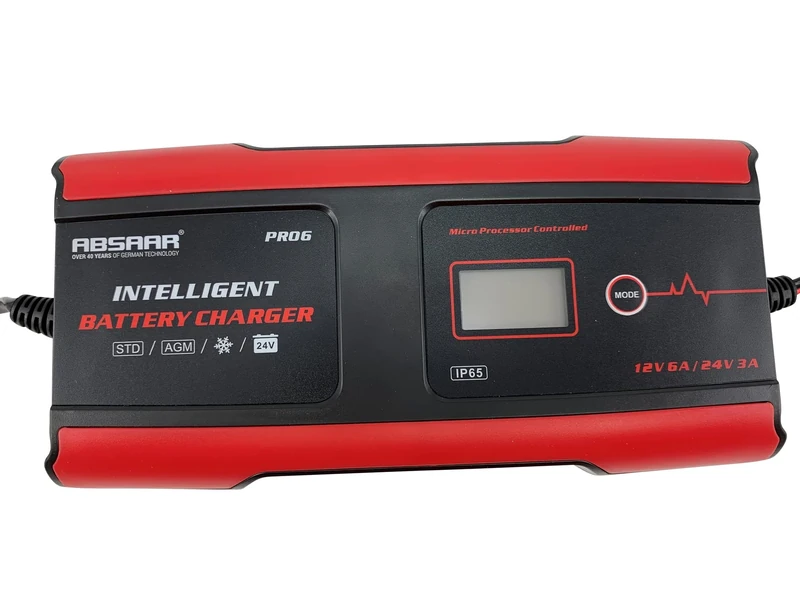 Absaar Pro 6.0 Battery Charger 12/24V 6A, Red