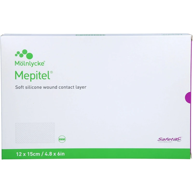 Mepitel ME291000 Soft Silicone Wound Contact Layer with Safetac Technology, 12 cm Width, 15 cm Length (Pack of 5)