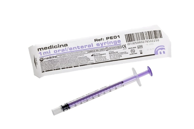 Medicina Y8PE60 Enteral/Oral Syringe, 60 mL, Purple (Pack of 60) - Image 1
