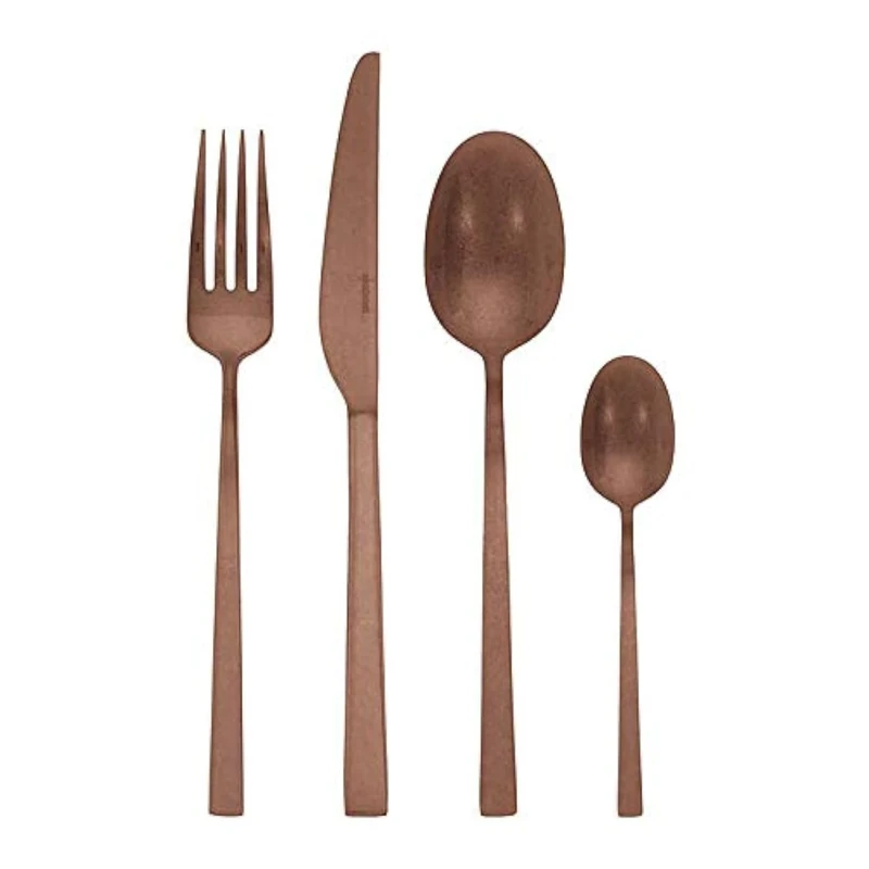 Flatware Set 36 Pieces S.H. Linea Q Vintage PVC Copper