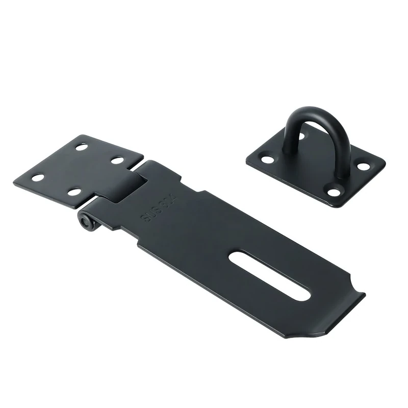 Sayayo Hasp and Staple Shed Lock Padlock Hasp Door Lock Gate Latch 4 Inches, SUS304 Stainless Steel Matte Black(Not Include Padlock), EMS9B