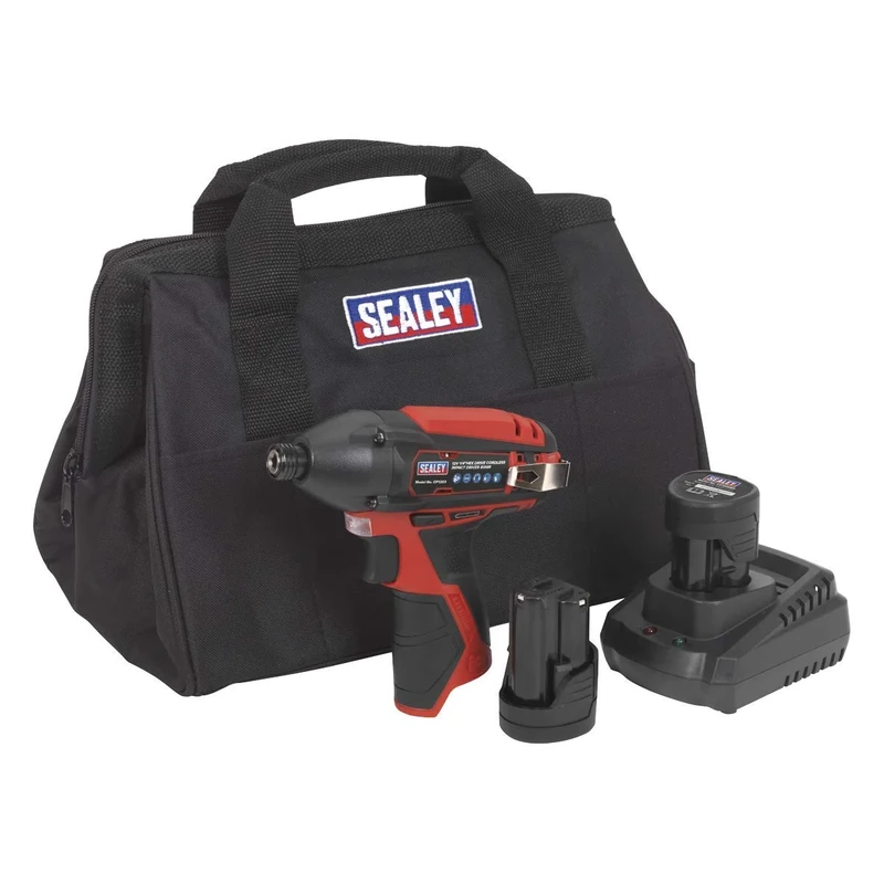 Sealey 12V SV12 Series 1/4" Hex Drive Impact Driver Kit - 2 Batteries CP1203KIT