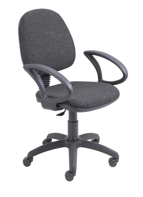 Office Hippo Mid Back Desk Chair, Ergonomic Office Chair For Home & Office With Height Adjustable Seat & Fixed Arms For Extra Comfort, Computer Chair For Daily Use - Charcoal
