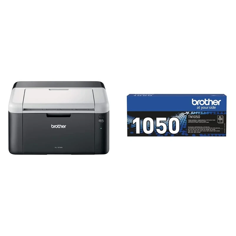 Brother HL-1212W Mono Laser Printer | PC Connected & Wireless & TN-1050 Toner Cartridge, Black, Single Pack, Standard Yield, Includes 1 x Toner Cartridge, Genuine Supplies