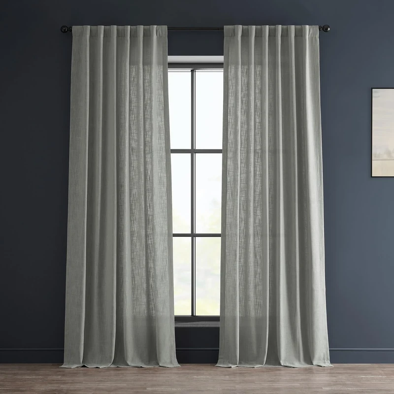HPD Half Price Drapes Premium Heavy Faux Linen Living Room (1 Panel), 50W x 96L Light Filtering 96 Inches Long Window Curtains for Bedroom, Ash Grey, 50" W x 96" L (Pack of 1)