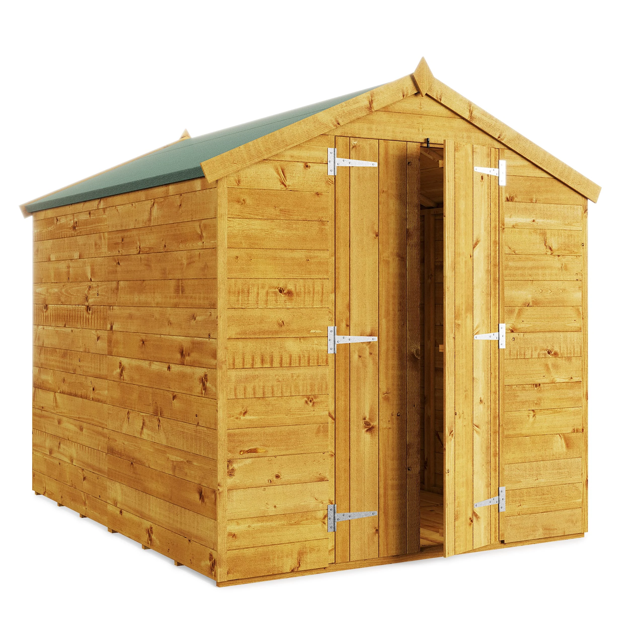 BillyOh Master 8x6 Wooden Garden Shed with Apex Roof – Secure Windowless Garden Storage Shed Design, Wide Double Doors, Tongue and Groove Wood Cladding, Easy Assembly & Complete Kit Outdoor Storage
