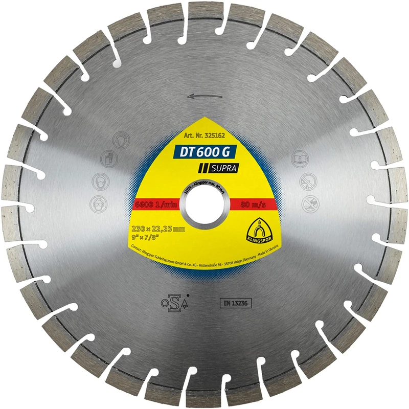 Klingspor 336617 Diamond Cutting Disc Set for Angle Grinders, DT 600 GU, 230 mm x 22.23 mm, 6600 rpm