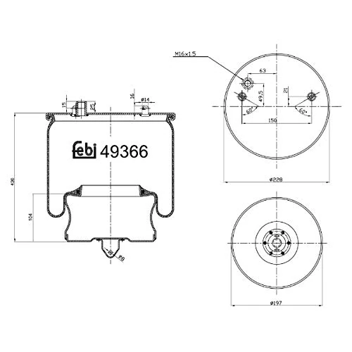 febi bilstein 49366 Air Spring with steel piston, pack of one