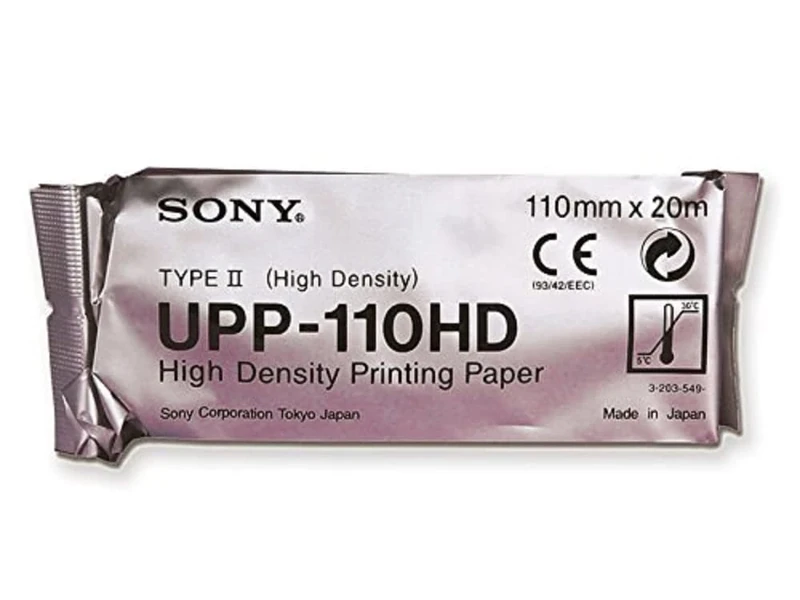 Sony UPP-110HD Ultrasound Paper, High Density S&W Monochrome Print Support (Type II), for Ultrasound and Dental and Microscopy Applications, A6 Size, Size 110mm x 20m, 10 Rolls