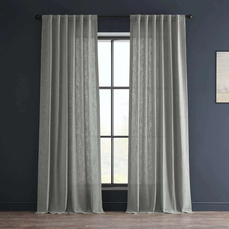 HPD Half Price Drapes Premium Heavy Faux Linen Curtains for Living Room (1 Panel), 50W x 108L Light Filtering Curtains 108 Inches Long Window Curtains for Bedroom, Ash Grey