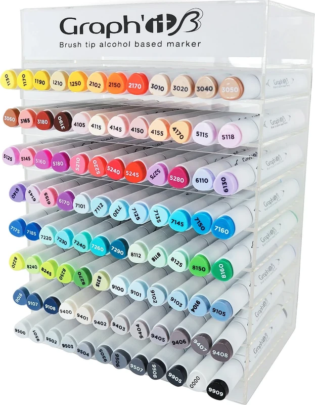 GRAPH'IT Brush Set of 96 Alcohol Markers with Display Stand