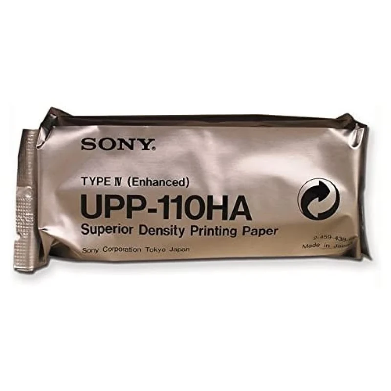 Sony UPP-110HA Ultrasonic Paper - Black/White Higher Density (Type IV) Printing Support for Ultrasound and Radiology A6 Size 110mm x 18m - 10 Rolls