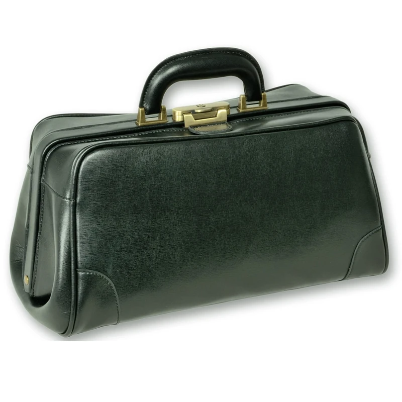 GIMA Vintage leather bag for doctors, FLORIDA model, black color, Italian design and quality