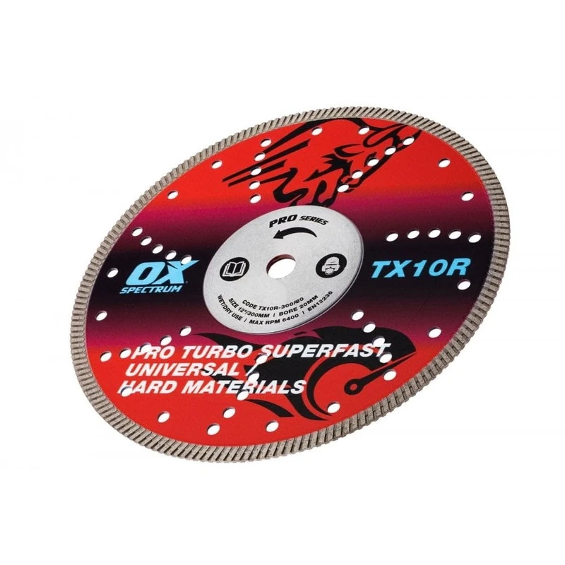 OX Tools TX10R-300/20 OX-TX10R Spectrum Superior Turbo Diamond Blade, 300/20mm, Red