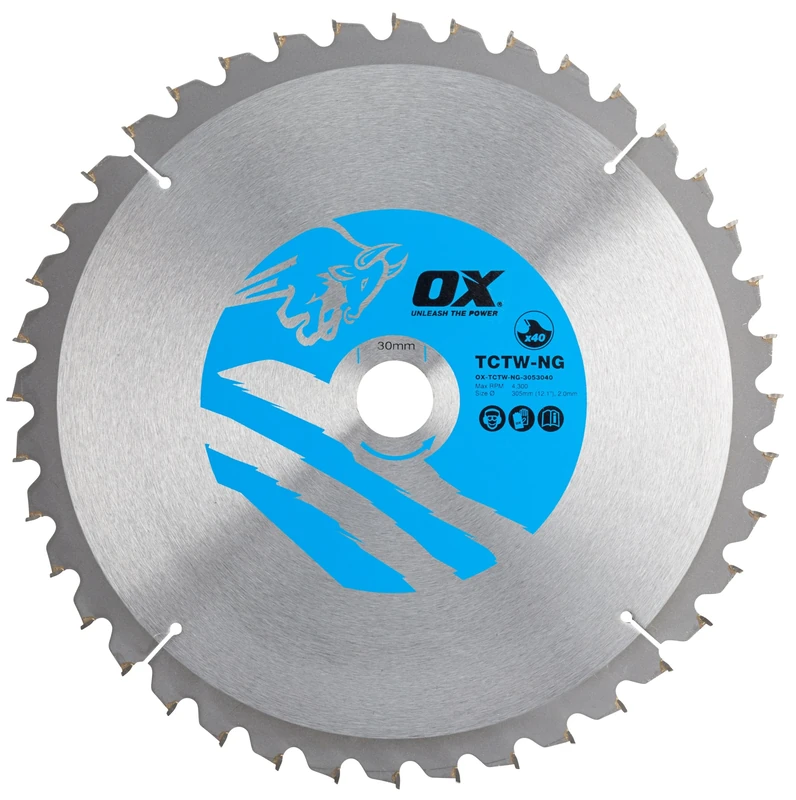 OX Wood Cutting Negative Rake Circular Saw Blade 305/30mm, 40 Teeth ATB