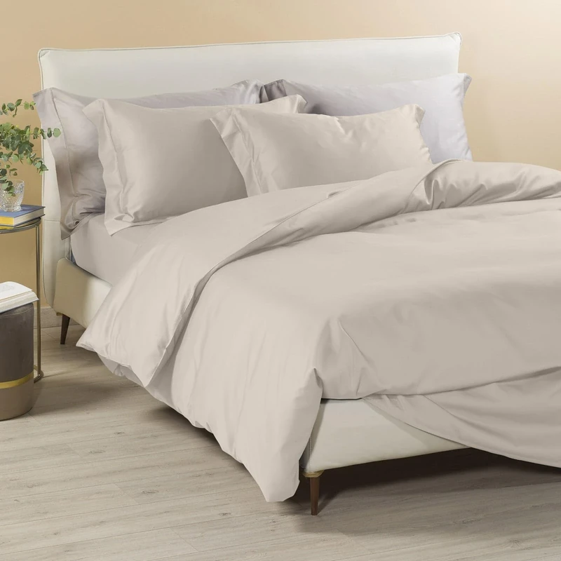 Caleffi - Plain Satin Duvet Cover Set, Double Colour, Sand