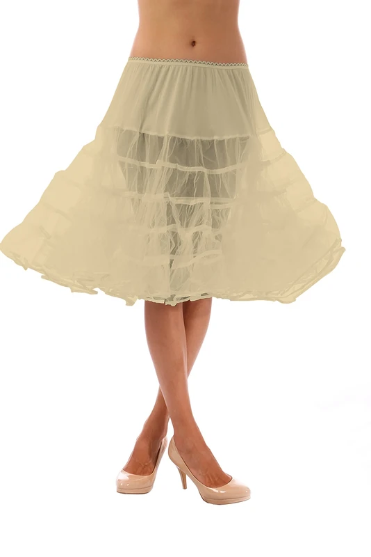 Malco Modes Meghan Knee-Length Rockabilly Petticoat for Piano Skirt | Medium Natural Petticoat Underskirt, Nude, Medium