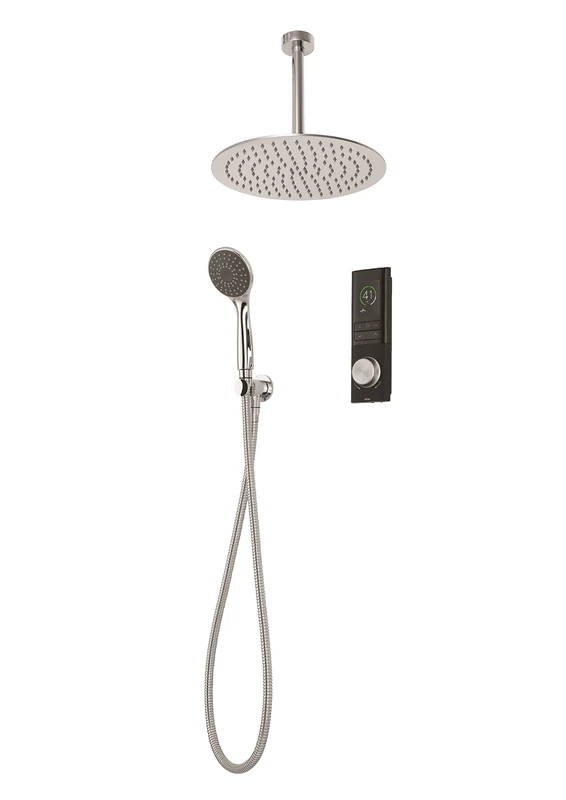 Triton Showers HOME Digital Mixer Shower - Circular - 2 Outlet All-in-One Ceiling Fixed Head with Wall Holder (Pumped)
