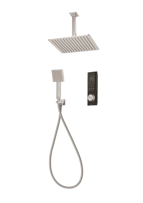 Triton Showers Home Digital Shower | Square Shower Head | Unpumped | Water I Thermostatic Shower Mixer | with Shower Head and Anti Twist Hose | Rainfall Shower Head | for Bathrooms