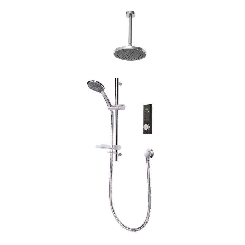 Triton HOME Digital Mixer Shower - Circular - 2 Outlet All-in-One Ceiling Pack with Riser Rail (Pumped)