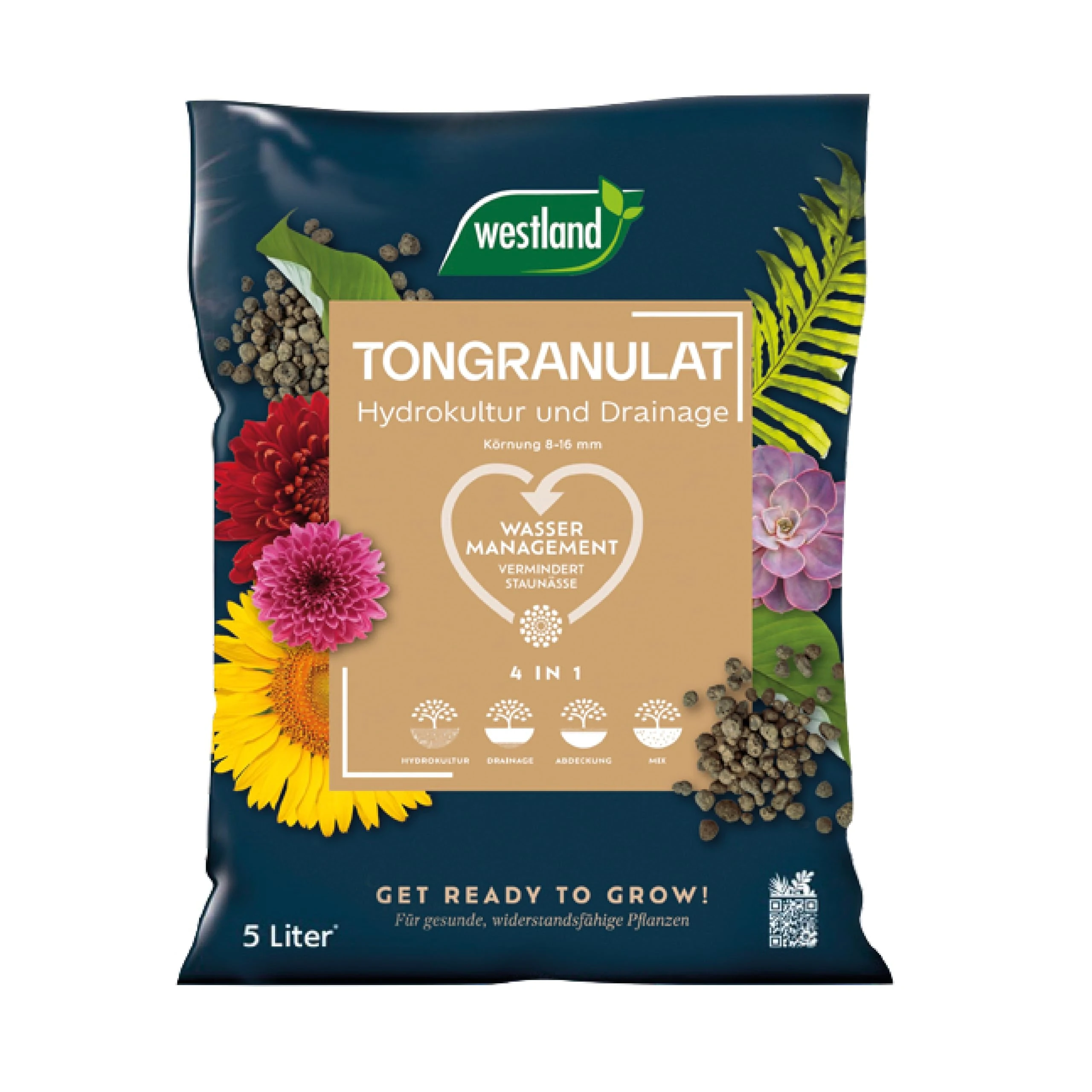 Westland 731496 Natural Clay granules, Without Chemical additives, Ideal as a Base hydroponics, Suitable as a Drainage Material, Structure statbil, Grain Size 8-16 mm, 5 litres