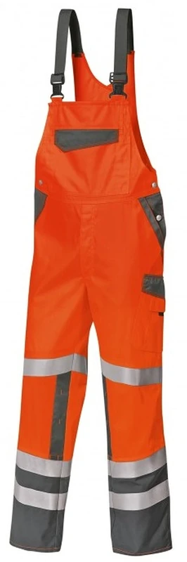 BP 1804-720-5681 Bib & Brace, Stretch Braces With Clip Fastenings, 305,00 G/M², Reinforced Cotton, Anthracite/Red, Size 30L