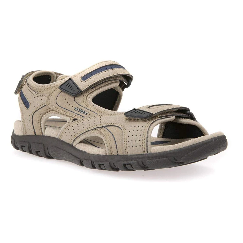 Geox Mens Uomo Strada Sandals, Sand Navy, 10 UK