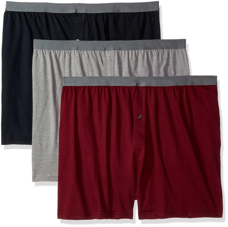 Fruit of the Loom Solid Knit Boxers 3-Pack (Colors and Patterns May Vary), Assorted, 5X Big